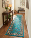Casablanca Tapestry Collection Area Rug -  Marrakech (Arctic Aqua Blue) Runner Arctic Aqua Blue  lifestyle 50