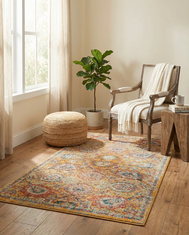 Seville Stripes Collection Area Rug -  Cordoba (Yellow) Rectangle Yellow  lifestyle 22