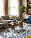 Charleston Elegance Collection Area Rug -  Seaport (White Blue) Rectangle White Blue  lifestyle 8
