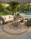 Patio Heritage Collection Area Rug -  Charleston (Beige) Round Beige  lifestyle 65