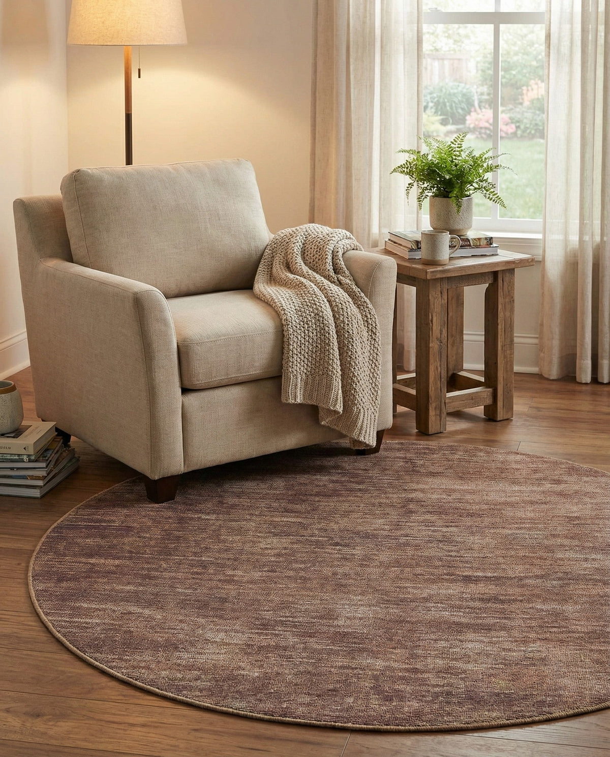 Sahara Essence Collection Area Rug - Oasis (Brown) Round Brown  lifestyle 77