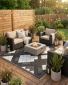 Urban Terrace Collection Area Rug -  Williamsburg Square Black and White  lifestyle 35