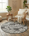 Seaside Blooms Collection Area Rug - Verdure (Charcoal) Round Charcoal  lifestyle 56