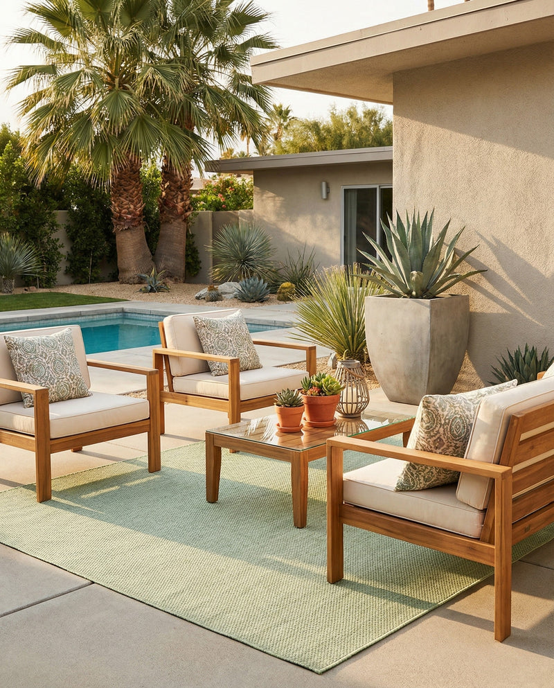 Jill Zarin Sedona Oasis Outdoor Collection Area Rug - Coconino (Palm Green) Square Palm Green  lifestyle 54