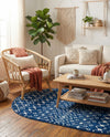 Mediterranean Lattice Collection Area Rug - Santorini (Navy Blue) Oval Navy Blue  lifestyle 28