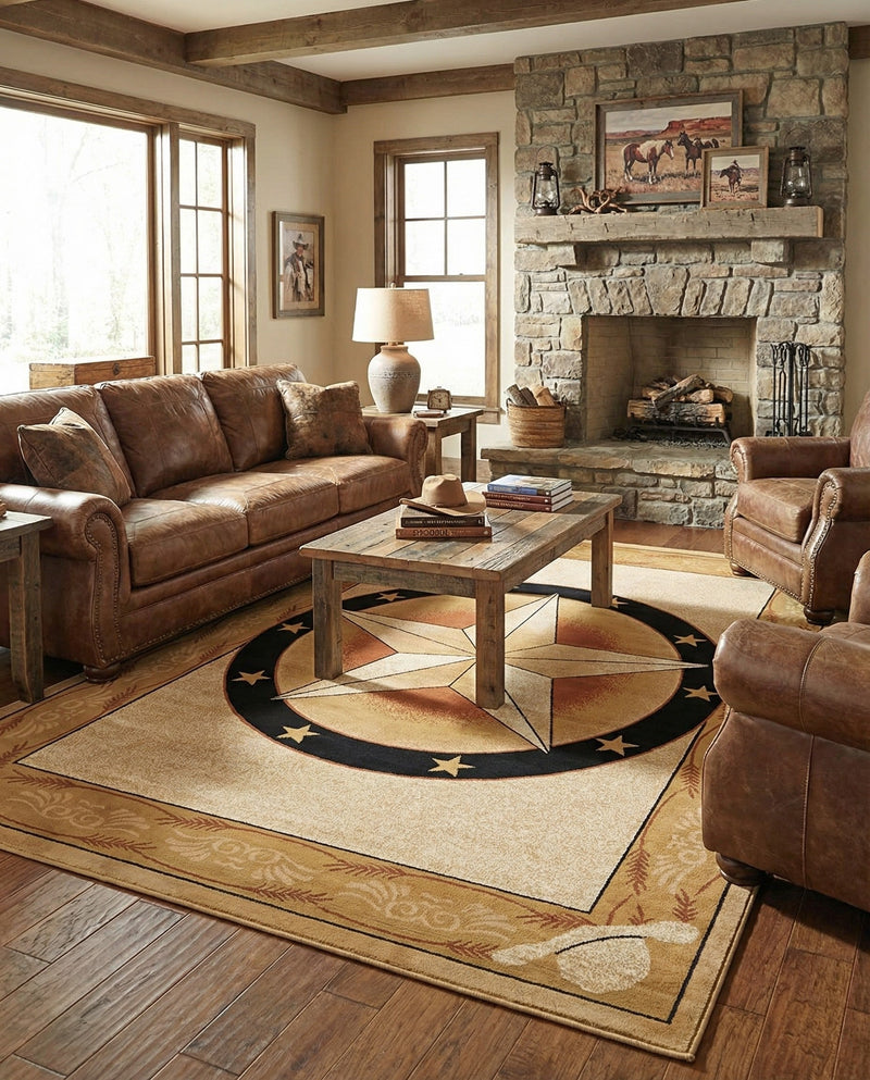 Frontier Trails Collection Area Rug - Redwood Rectangle Ivory Brown  lifestyle 50