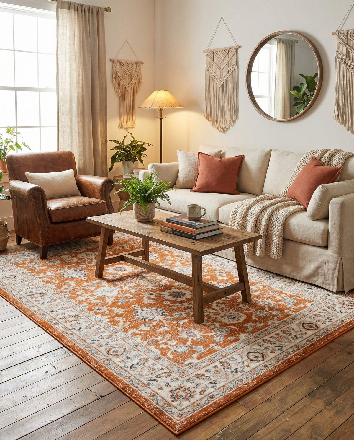 Savannah Elegance Collection Area Rug - Augusta (Rust Red) Rectangle Rust Red  lifestyle 5