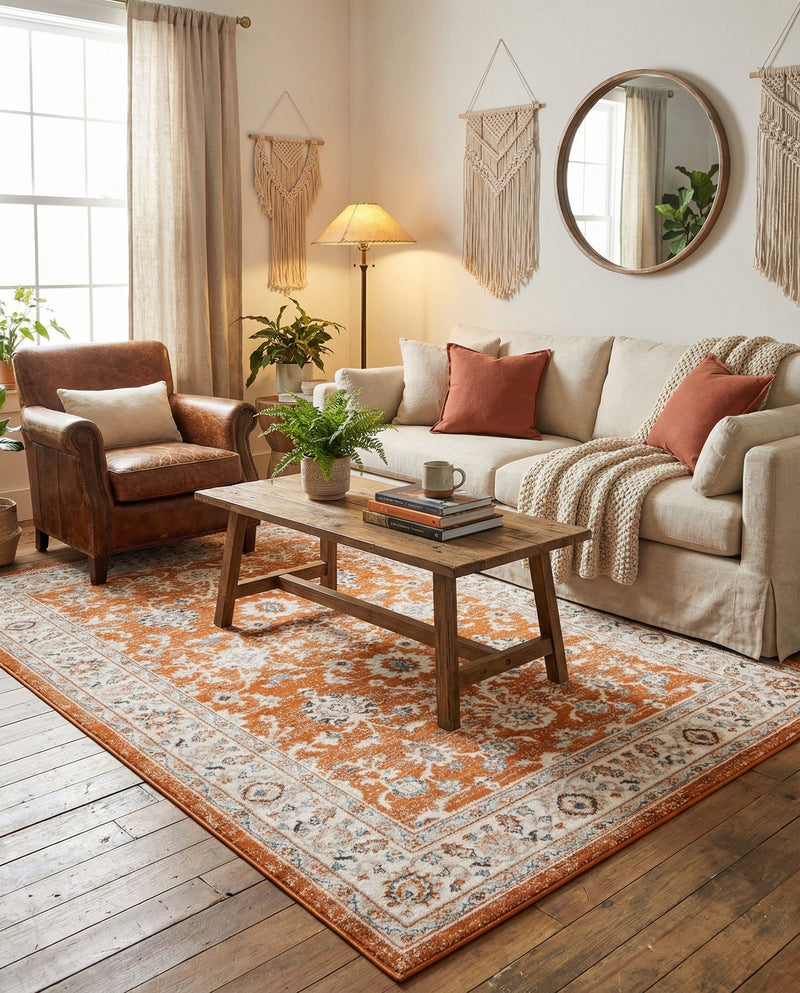 Savannah Elegance Collection Area Rug - Augusta (Rust Red) Rectangle Rust Red  lifestyle 5