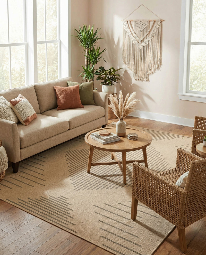 Sahara Sands Collection Area Rug -  Merimde Rectangle Natural  lifestyle 13