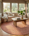 Highland Woven Jute Collection Area Rug - Glenmore (Rust Red) Round Rust Red  lifestyle 45