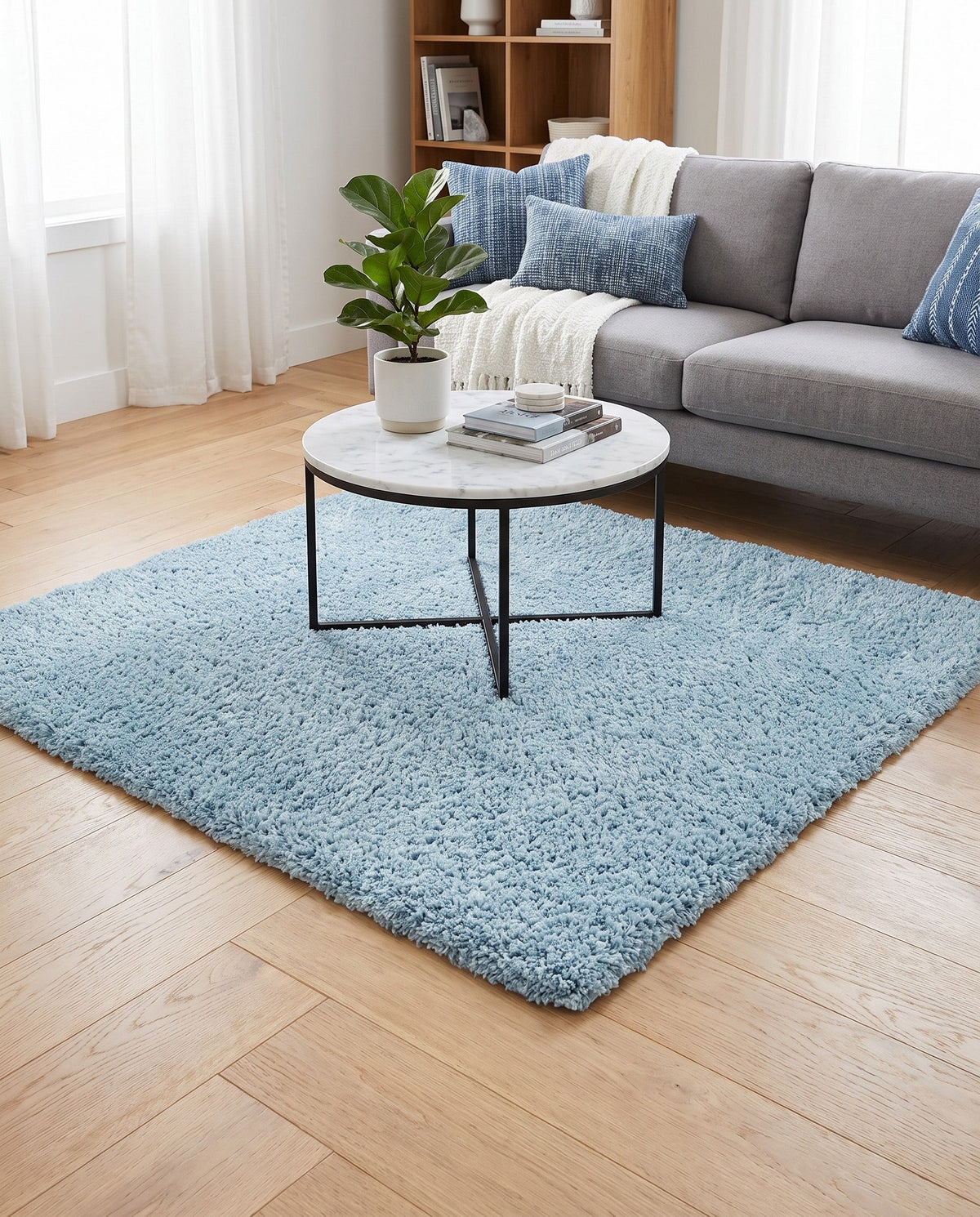 Alpine Plush Collection Area Rug -  Cortina (Aqua) Square Aqua  lifestyle 88