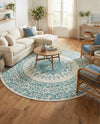 Patio Heritage Collection Area Rug -  Lafayette (Aqua) Round Aqua  lifestyle 58