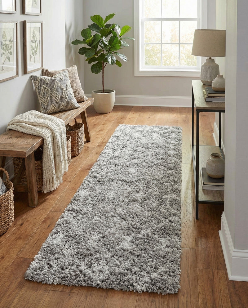 Berber Lattice Shag Collection Area Rug - Atlas (Gray) Runner Gray  lifestyle 33