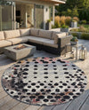 Urban Terrace Collection Area Rug -  Piazza Round White and Black  lifestyle 50
