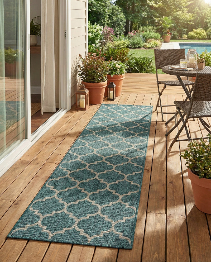 Savannah Pergola Collection Area Rug - Arbor (Teal) Runner Teal  lifestyle 35