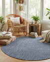 Jill Zarin Sedona Oasis Outdoor Collection Area Rug - Coconino (Navy Sky) Round Navy Sky  lifestyle 35