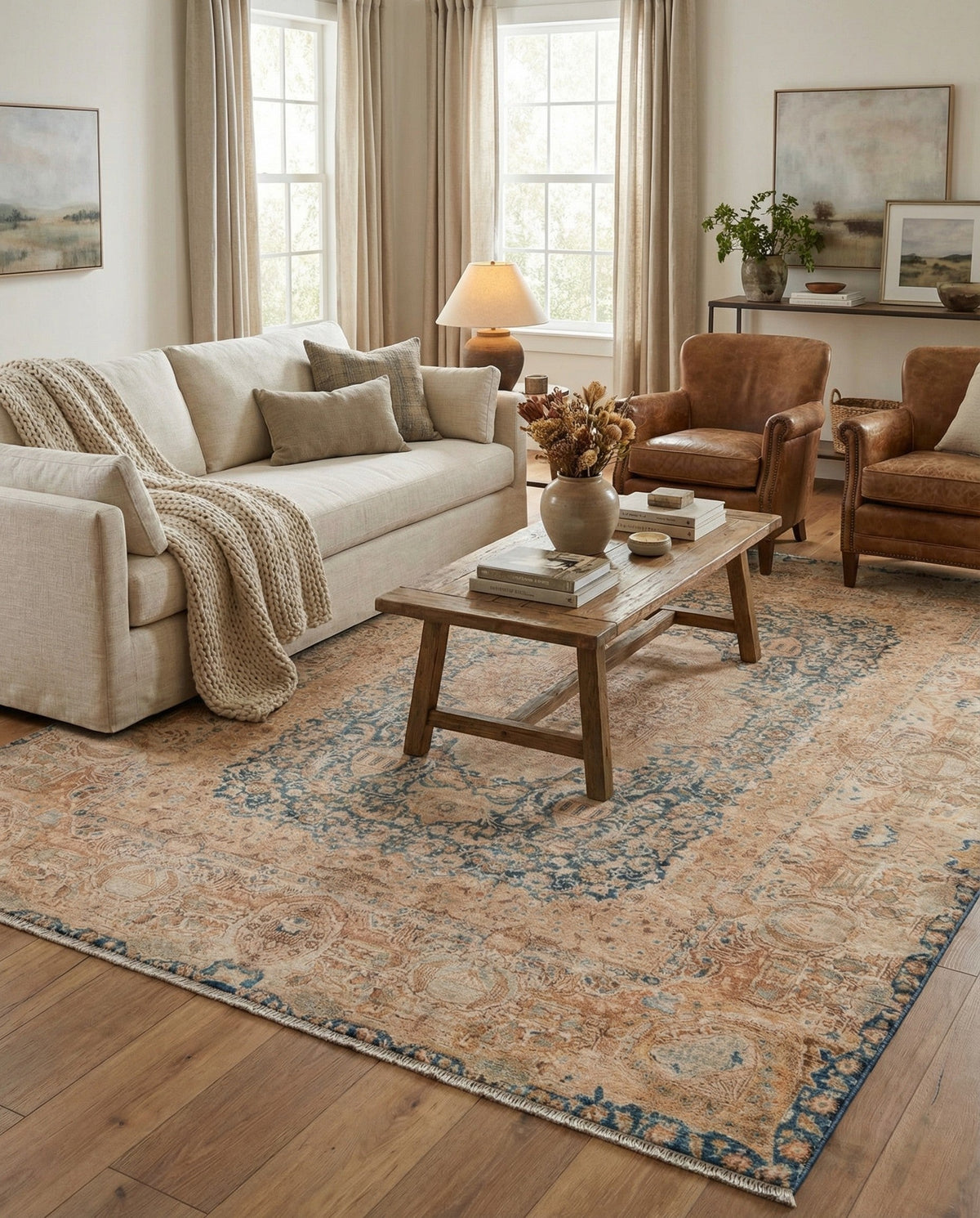 Bazaar Chic Collection Area Rug -  Kenitra Rectangle Blue and Ivory  lifestyle 6