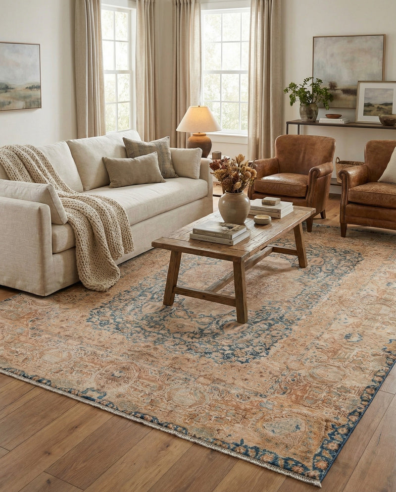 Bazaar Chic Collection Area Rug -  Kenitra Rectangle Blue and Ivory  lifestyle 6