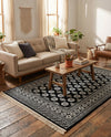 Samarkand Elegance Collection Area Rug -  Margilan (Black and White) Rectangle Black and White  lifestyle 24