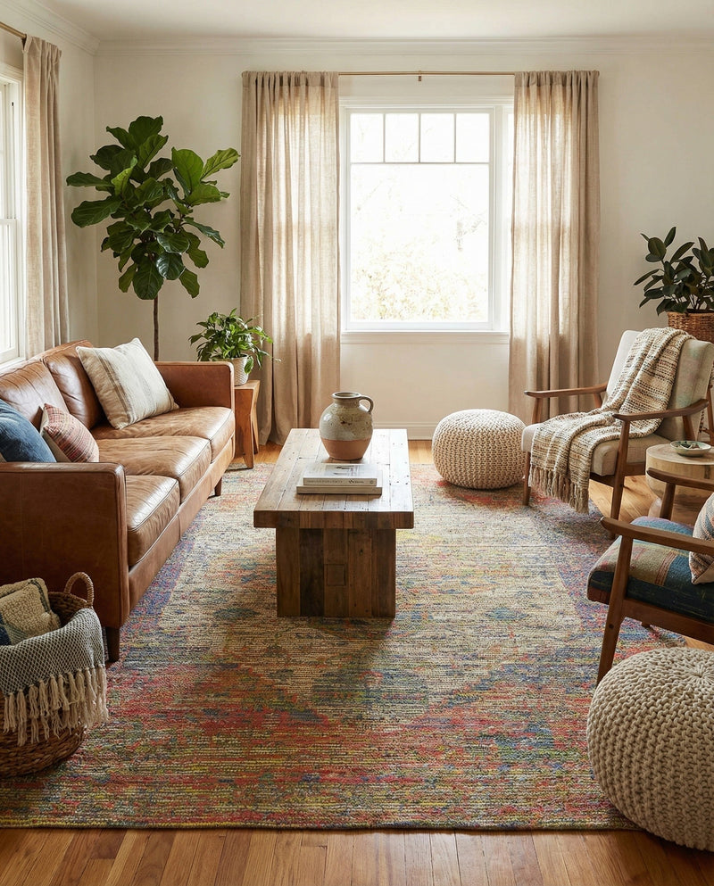 Savannah Threads Collection Area Rug - Sahara Rectangle Multi  lifestyle 38