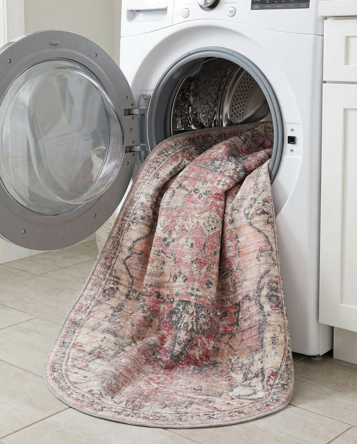 Vintage Memories Collection Area Rug - Echoes Oval Beige pink  lifestyle 97