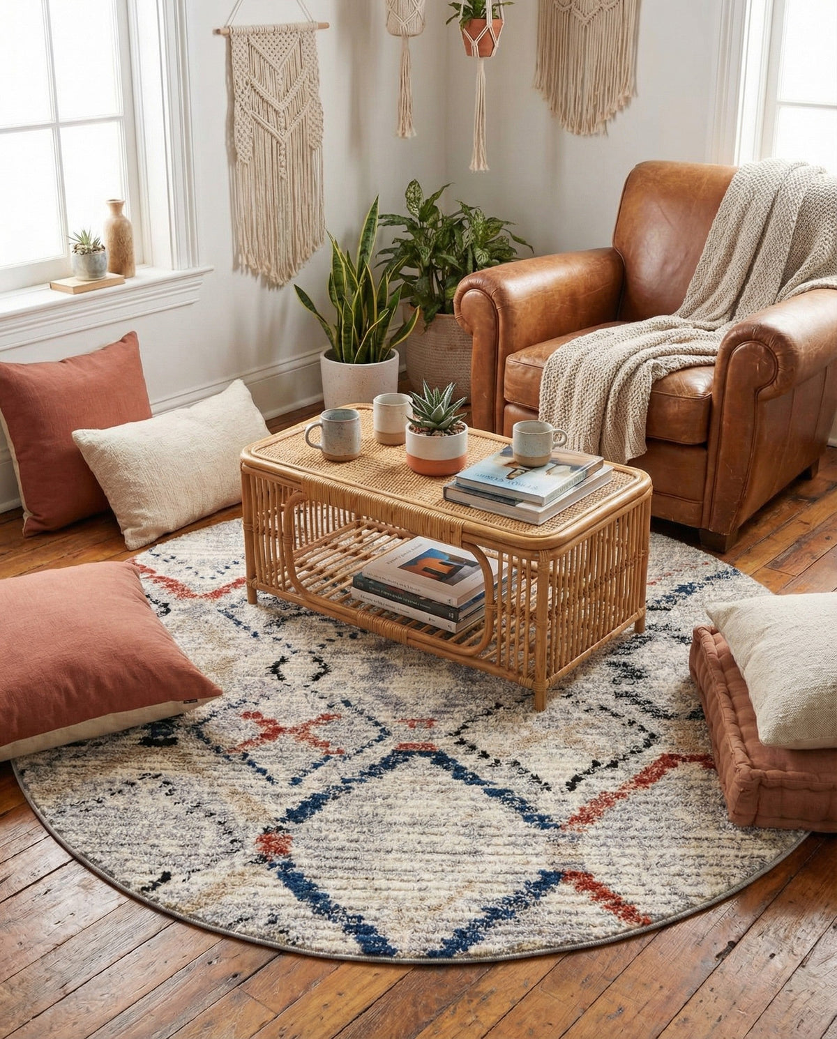 Santa Fe Trails Collection Area Rug - Canyon Round Multi  lifestyle 101