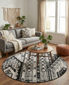 Cascade Range Collection Area Rug - Hood (Black and White) Round Black and White  lifestyle 61