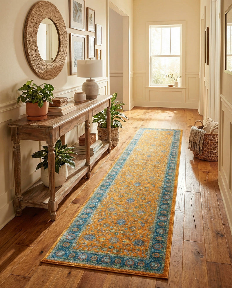 Casablanca Tapestry Collection Area Rug -  Marrakech (Sunshine Yellow) Runner Sunshine Yellow  lifestyle 47