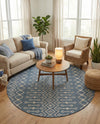 Savannah Pergola Collection Area Rug -  Pergola (Blue) Round Blue  lifestyle 69