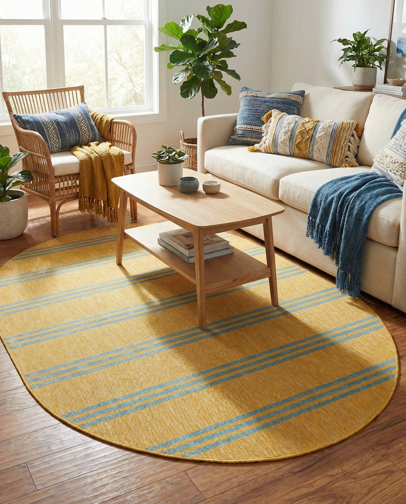 Urban Oasis Rugs Collection Area Rug -  District (Yellow and Aqua) Oval Yellow and Aqua  lifestyle 47