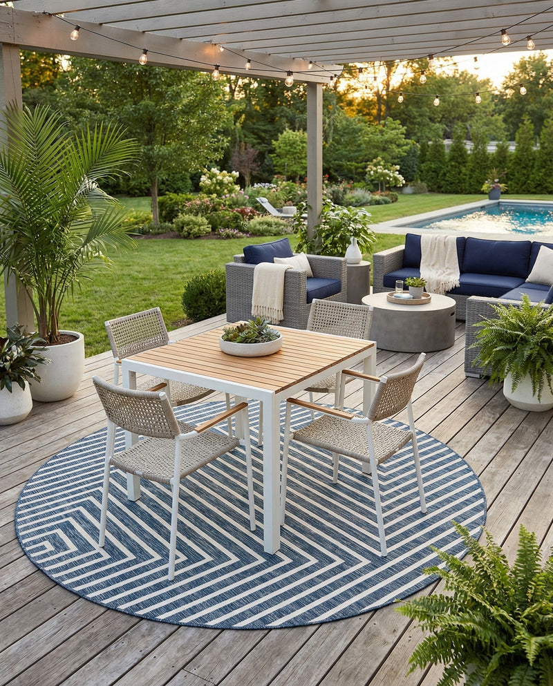 Urban Terrace Collection Area Rug -  Astoria (Blue) Round Blue  lifestyle 29