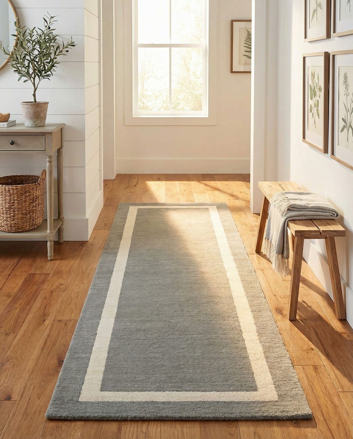 Savannah Borders Wool Collection Area Rug - Chatham Runner Earl Gray  lifestyle 171