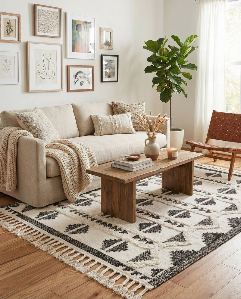 Sonoran Collection Area Rug - BellRock Rectangle Black and White  lifestyle 42