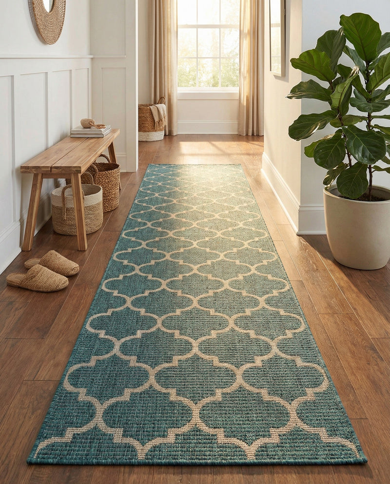 Savannah Pergola Collection Area Rug - Arbor (Teal) Runner Teal  lifestyle 36
