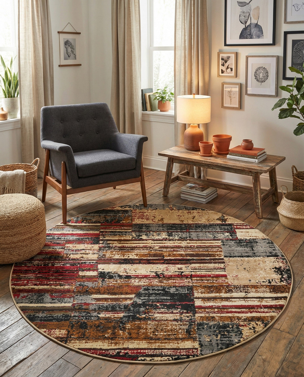 Neptune Elegance Collection Area Rug - Triton Round Multi  lifestyle 66