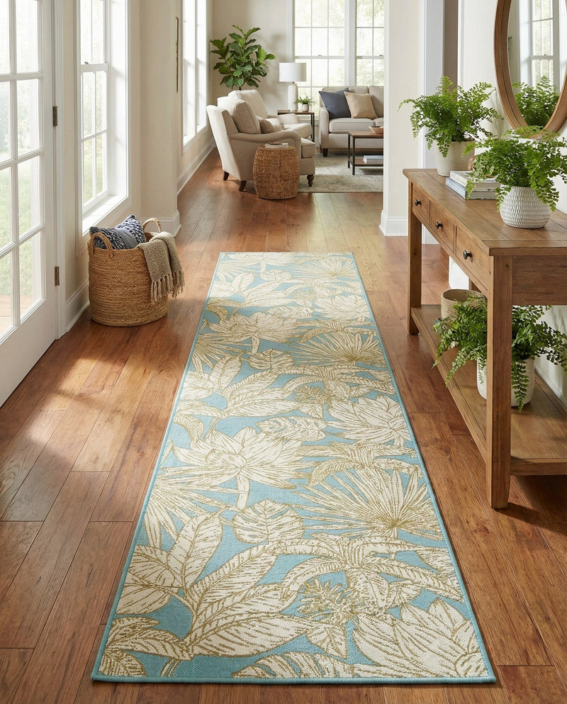 Seaside Blooms Collection Area Rug -  Shalimar Runner Soft Blue  lifestyle 77