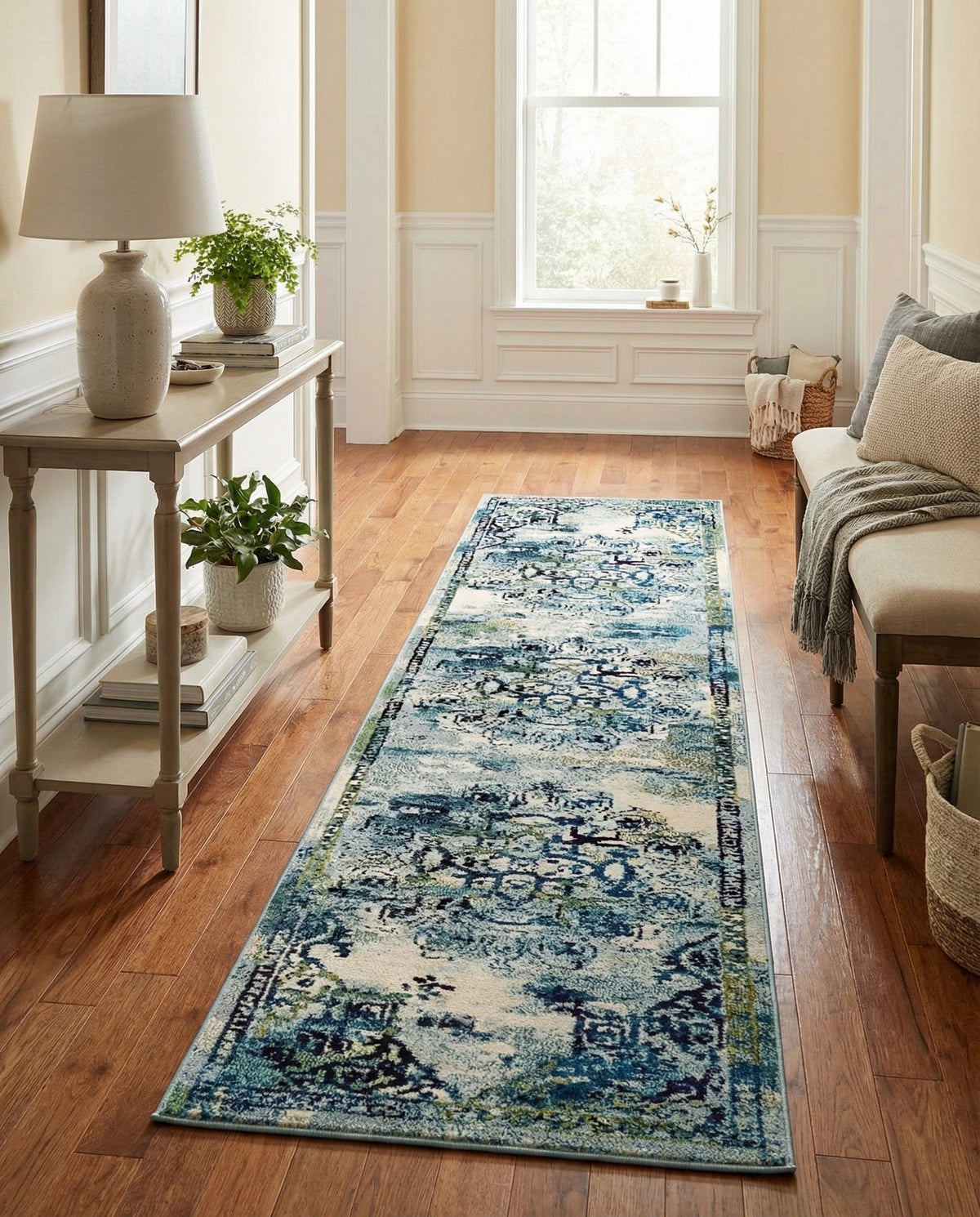 Chateau Elegance Collection Area Rug -  Riviera Runner Blue  lifestyle 111