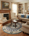 Persian Elegance Collection Area Rug -  Hamedan (Blue) Oval Blue  lifestyle 86
