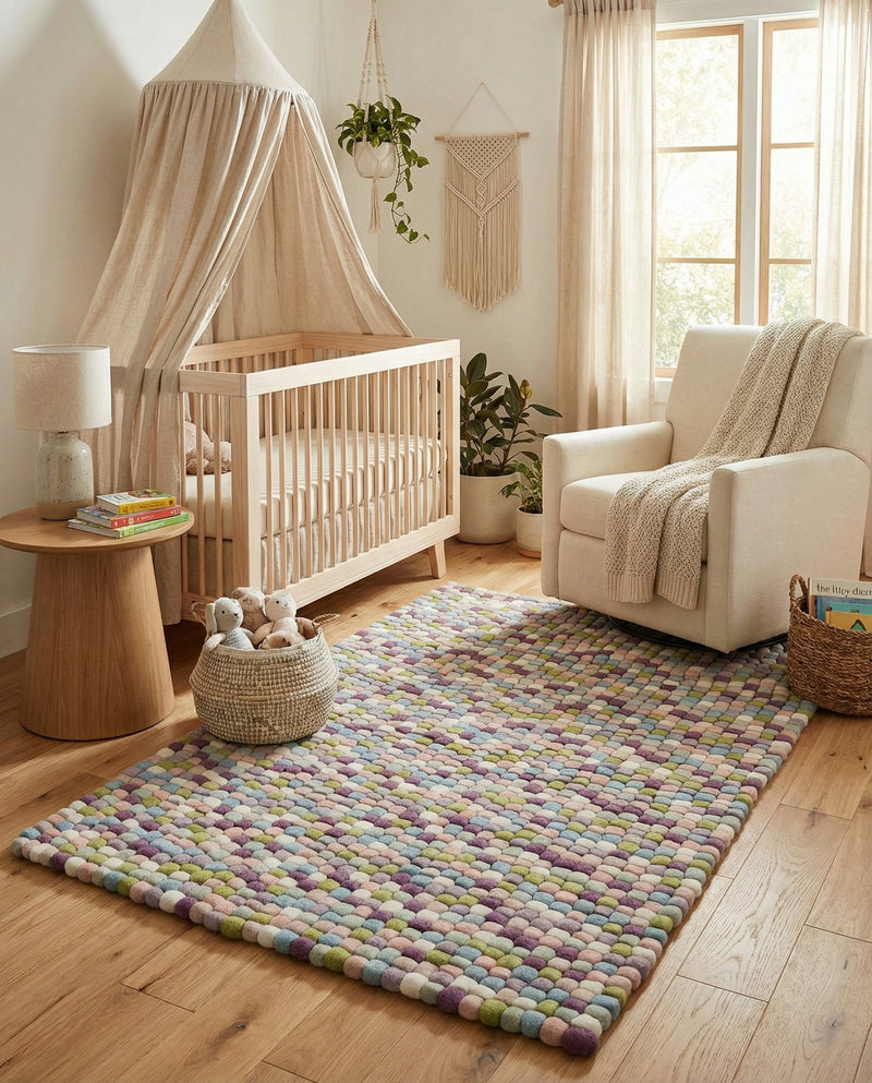 Woolen Sphere Collection Area Rug - Orbsburg (Pink and Purple) Rectangle Pink and Purple  lifestyle 12