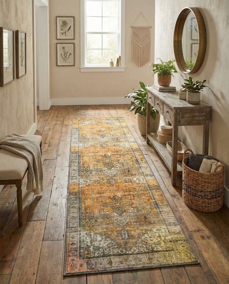 Heritage Elegance Collection Area Rug -  Windsor (Yellow) Runner Yellow  lifestyle 26