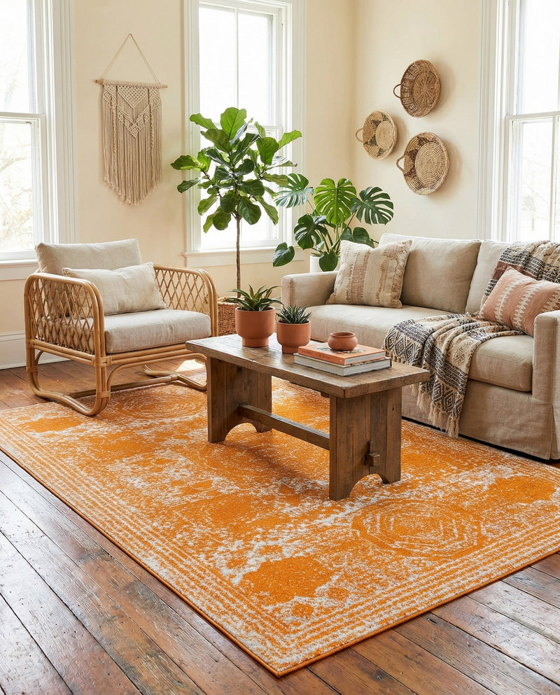 Dover Terrace Collection Area Rug -  Lagoon (Orange) Rectangle Orange  lifestyle 16