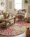 Mediterranean Lattice Collection Area Rug - Santorini (Multi) Oval Multi  lifestyle 76