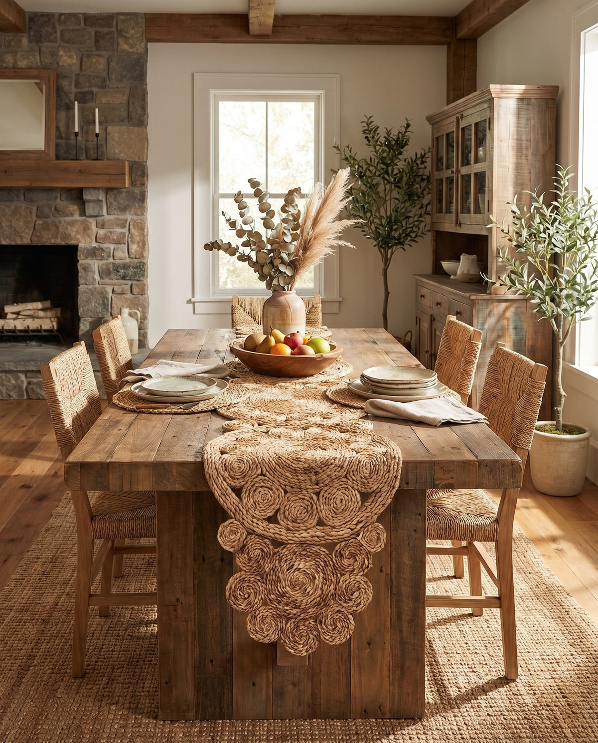 Woven Seaside Jute Collection Area Rug - Whittaker Table Runner Natural  lifestyle 82