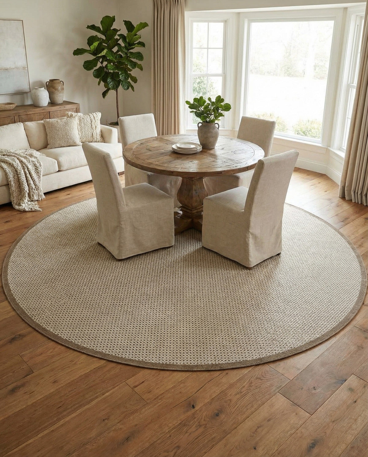 Terrace Fringe Collection Area Rug - Patio Round Beige  lifestyle 98