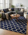Lattice Gardens Collection Area Rug -  Bloomfield (Dark Blue) Rectangle Dark Blue  lifestyle 26