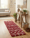 Berber Lattice Shag Collection Area Rug - Atlas (Burgundy Red) Runner Burgundy Red  lifestyle 28