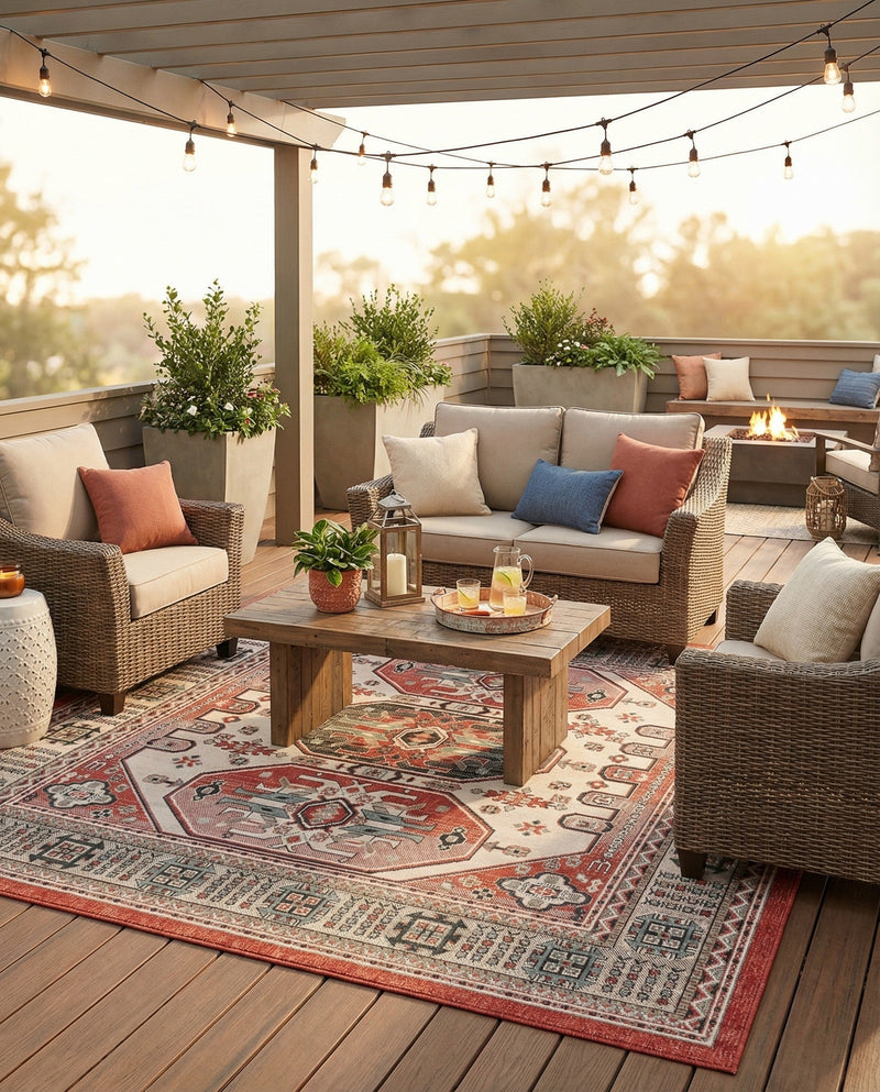 Patio Heritage Collection Area Rug - Veranda Square Multi  lifestyle 74