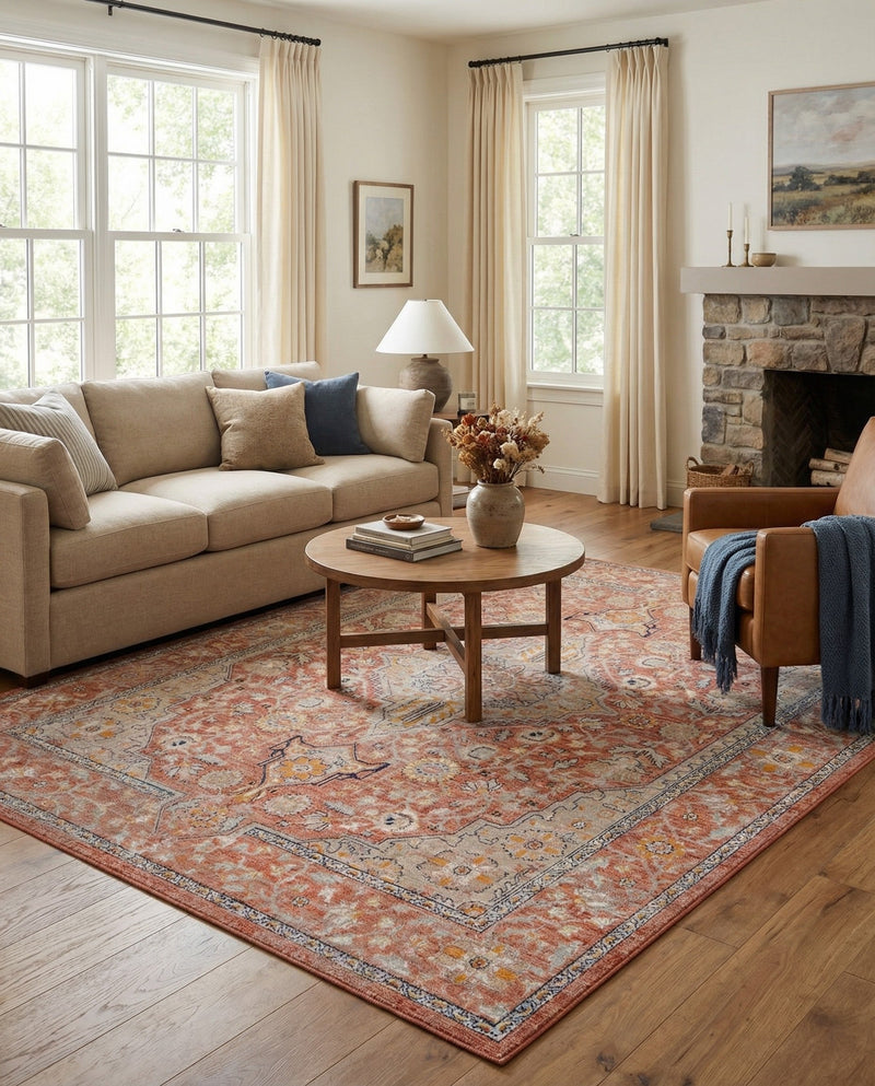Seville Stripes Collection Area Rug - Cadiz (Brick Red) Rectangle Brick Red  lifestyle 30