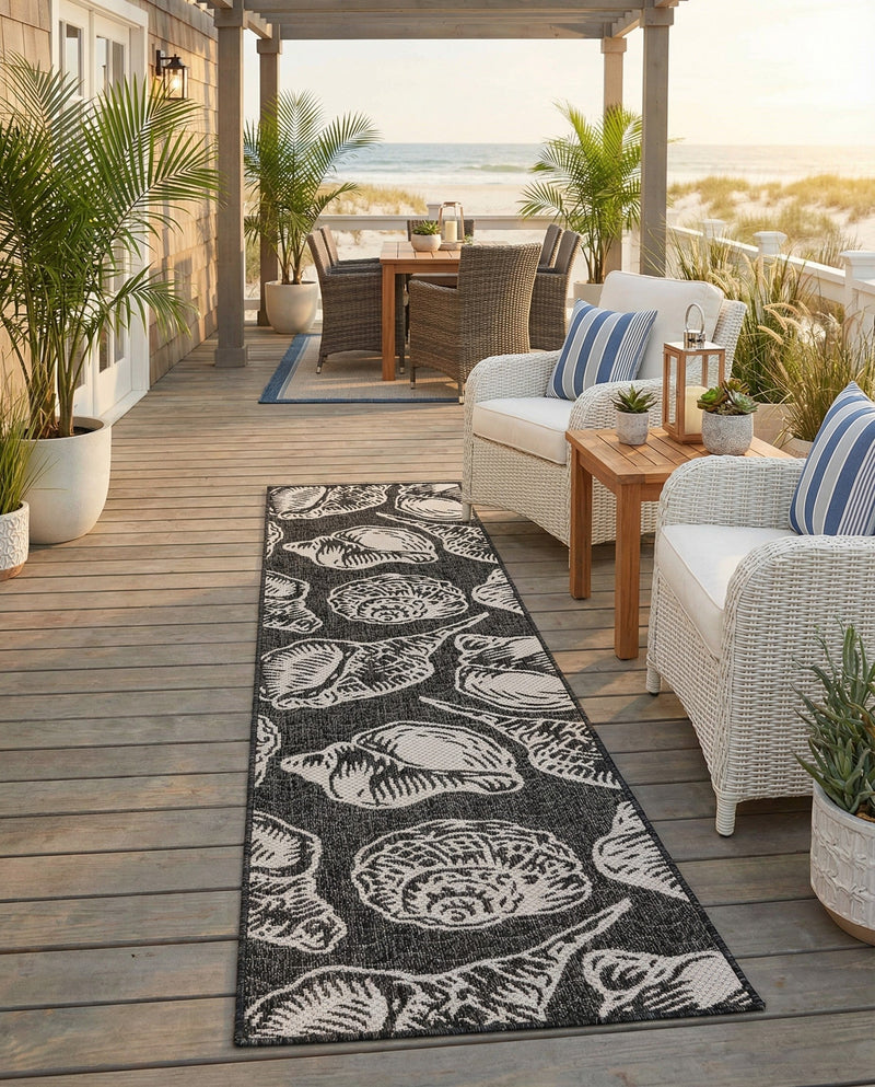 Seaside Haven Rugs Collection Area Rug -  Lighthouse (Black and White) Runner Black and White  lifestyle 38