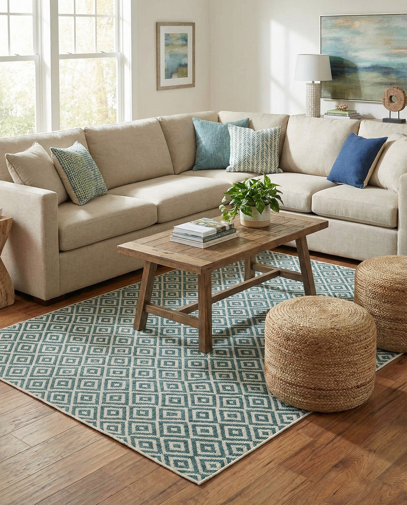 Urban Oasis Rugs Collection Area Rug -  Rooftop (Teal) Rectangle Teal  lifestyle 14